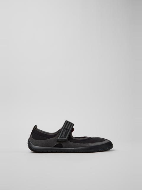 CAMPER Peu Path+ Black Suede and Textile Ballerinas for Women.