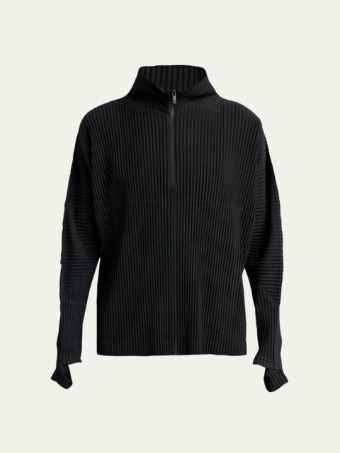 ISSEY MIYAKE Men's Pleated Quarter-Zip Sweater