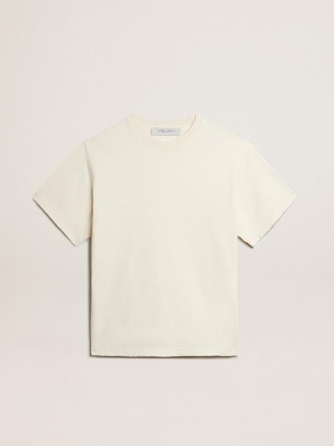T-shirt in aged white with reverse logo on the back - Asian fit