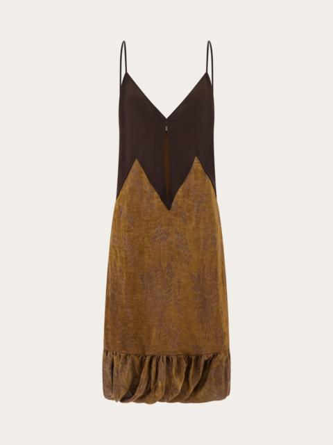 FERRAGAMO Satin and linen slip dress