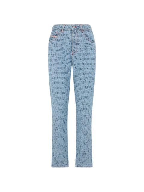 Diesel monogram-print straight-leg jeans