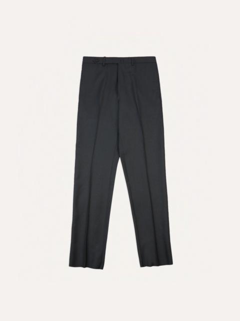 Drake's Grey Worsted Wool Flat Front Trouser