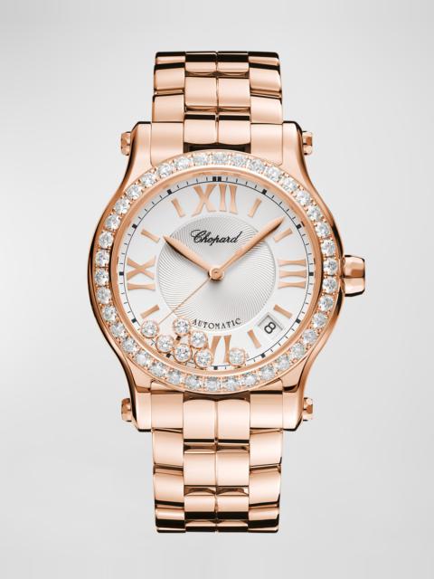 Chopard Happy Sport 36mm 18K Rose Gold Diamond Bezel Bracelet Watch