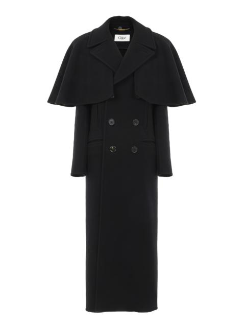 Chloé LONG COAT IN DOUBLE-FACE WOOL WITH CAPE