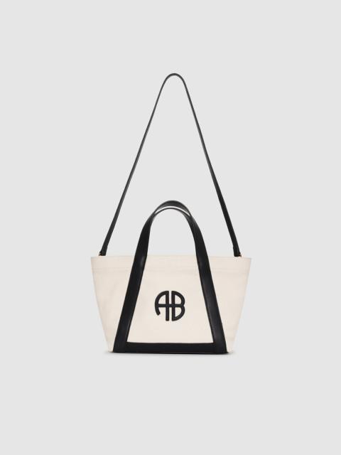 ANINE BING Small Cara Tote - Natural Canvas With Black