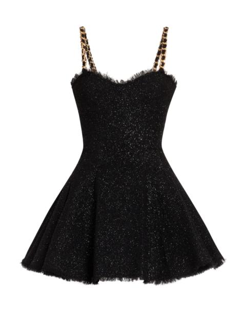 Balmain Women's Metallic Tweed Chain Strap Minidress - Noir