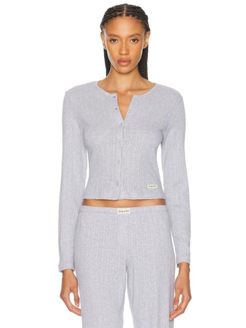 Sporty & Rich Signature Logo Pointelle Cardigan