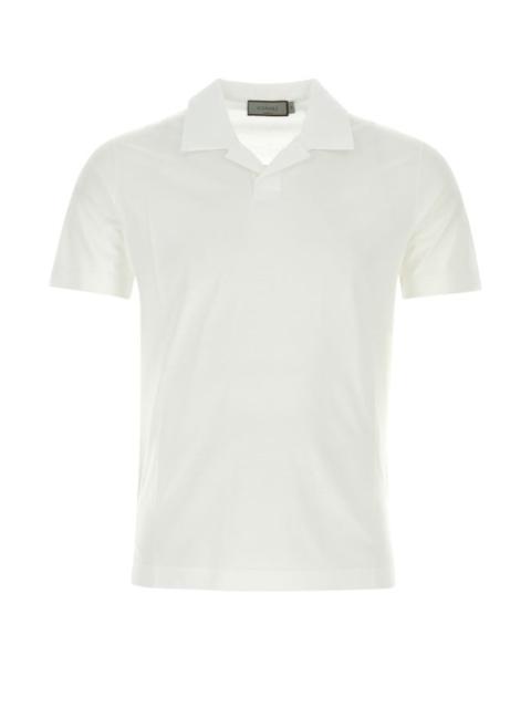 Canali White cotton polo shirt