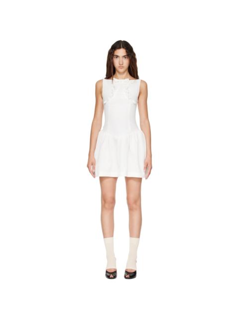 SHUSHU/TONG White Bow Detail Ruffled Minidress