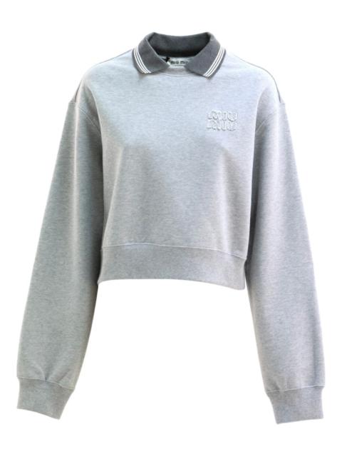 Miu Miu ribbed-collar embroidered sweatshirt