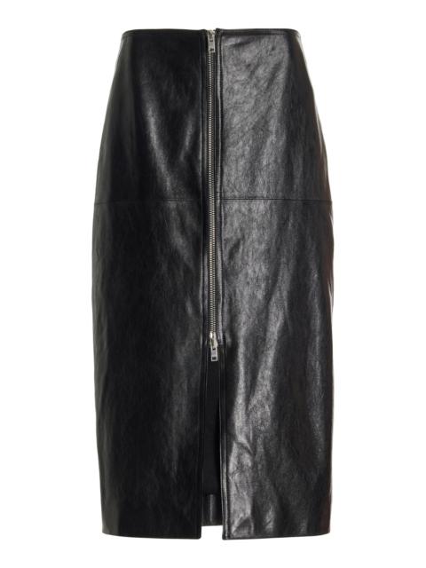 Ediaz Leather Midi Skirt black