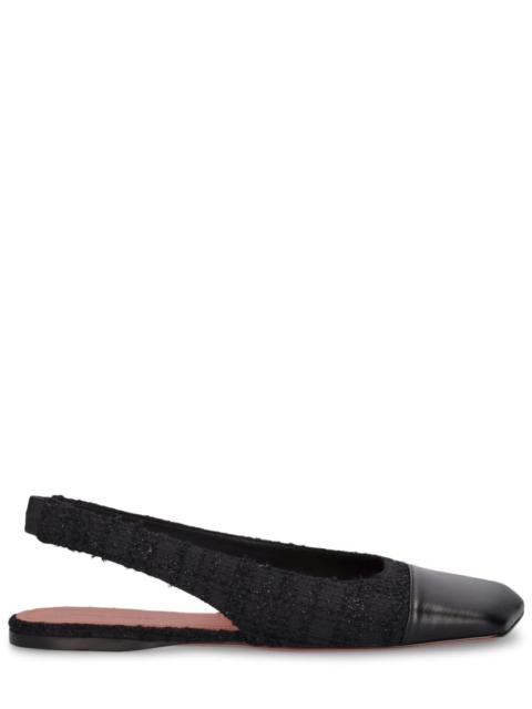 Amina Muaddi 10mm Ane tweed slingback flats