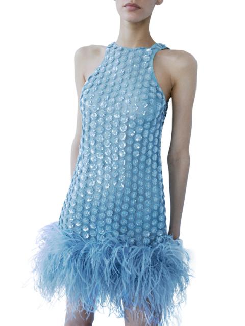 THE NEW ARRIVALS ILKYAZ OZEL Women's Bixi Sequined Feather-Trim Minidress - Crysalin