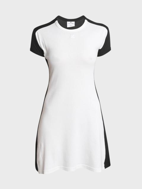 courrèges Contrast Frame Short-Sleeve Mini Dress
