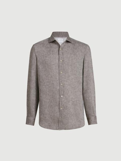 Brunello Cucinelli Linen easy fit shirt with spread collar
