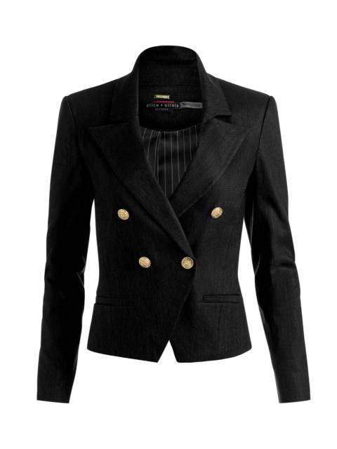 Alice + Olivia SABLE LINEN CROPPED BLAZER