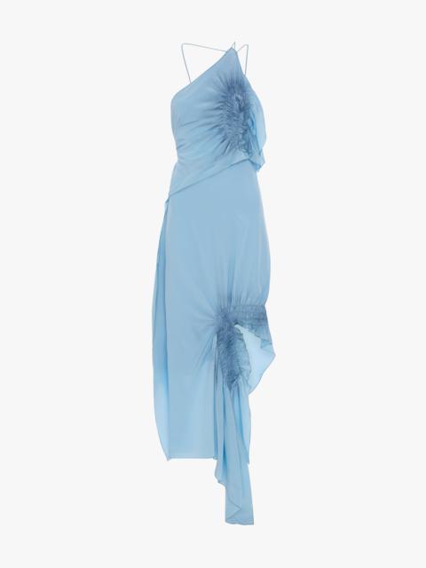 Victoria Beckham Smocked Halter Dress In Ionian Blue