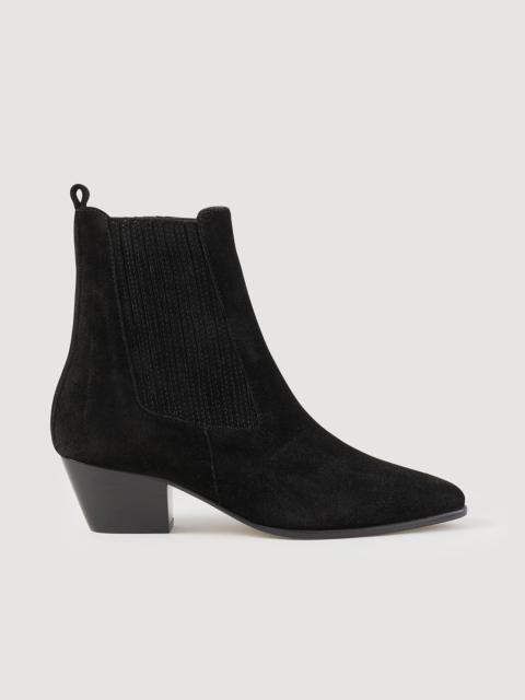 Sandro LEATHER ANKLE BOOTS WITH ELASTIC