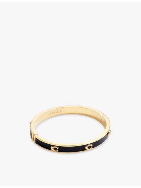 COACH Signature Enamel Hinge Gold-Plated Brass Bangle Bracelet