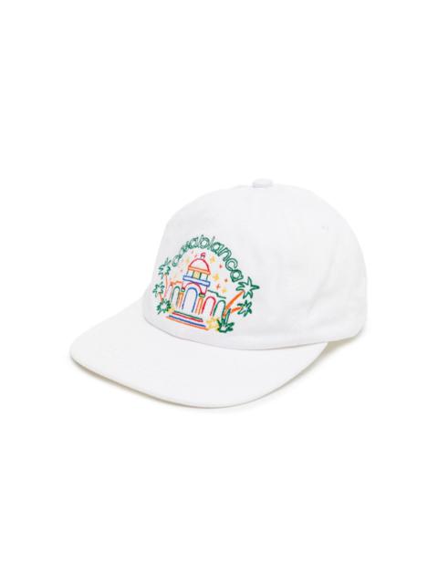 Rainbow Crayon Temple-embroidered cotton cap
