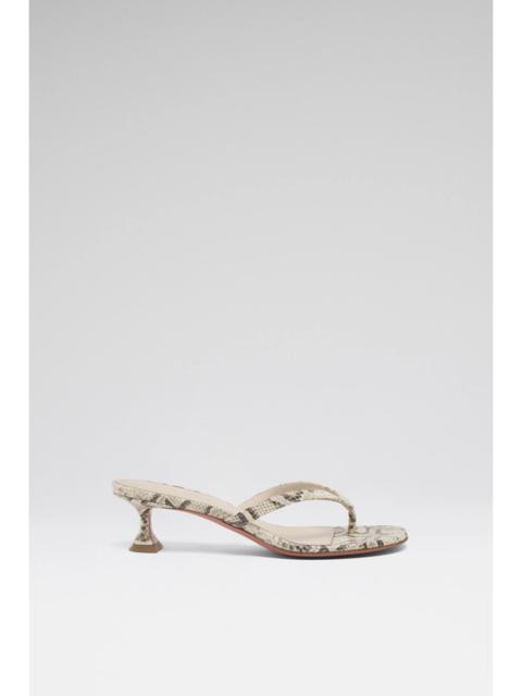 Amina Muaddi JULIETTE THONG SLIPPER 45 PRINT SNAKE NATURAL