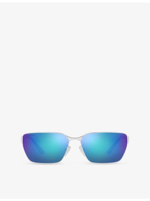 BALENCIAGA BB0374SK Rectangle-Frame Metal Sunglasses