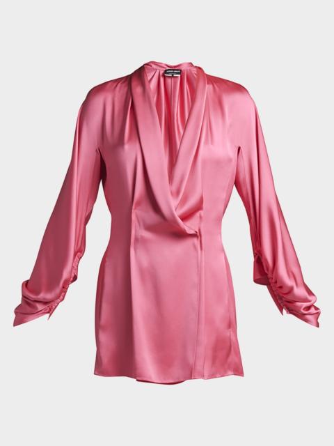 GIORGIO ARMANI Draped Silk Tunic Blouse