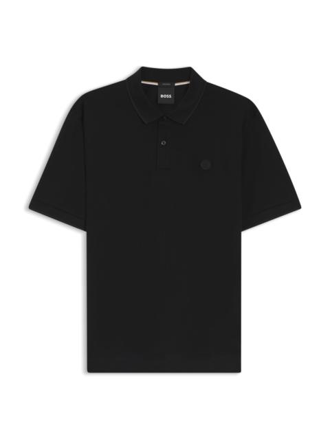 BOSS COTTON-PIQUÉ POLO SHIRT WITH DOUBLE B MONOGRAM