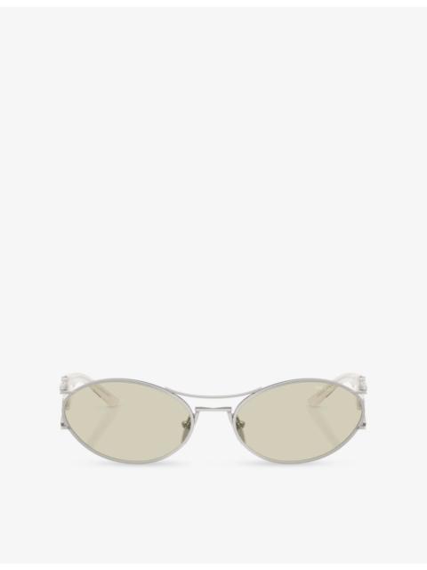 Prada PRD61S Oval-Frame Metal Sunglasses