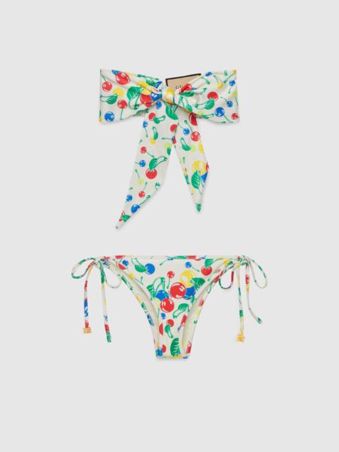 Gucci cherries print jersey bikini set