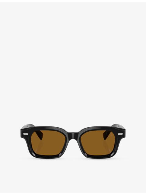 Brunello Cucinelli BC4018S Jared Rectangle-Frame Acetate Sunglasses
