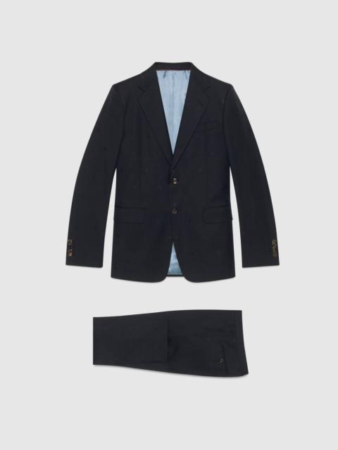 GUCCI Straight fit bee wool gabardine suit