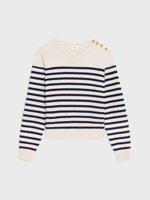 CELINE crew neck marinière sweater in cashmere