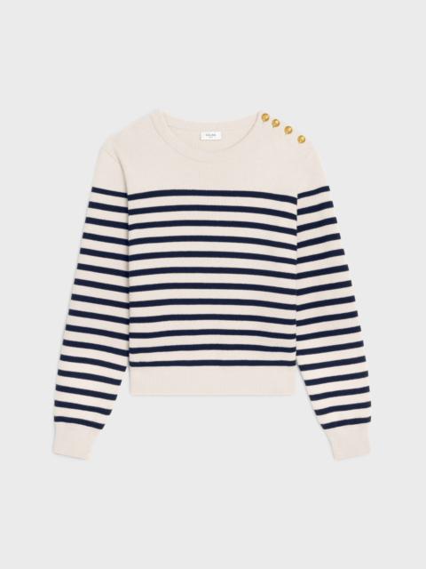 CELINE crew neck marinière sweater in cashmere