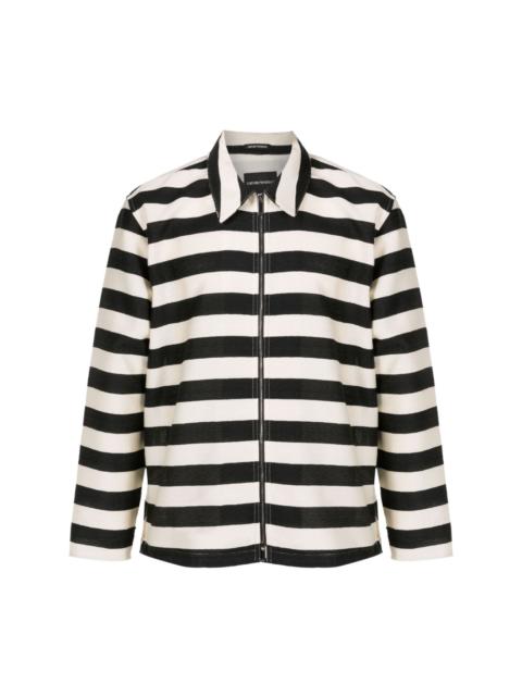 striped zip-up shirt jacket