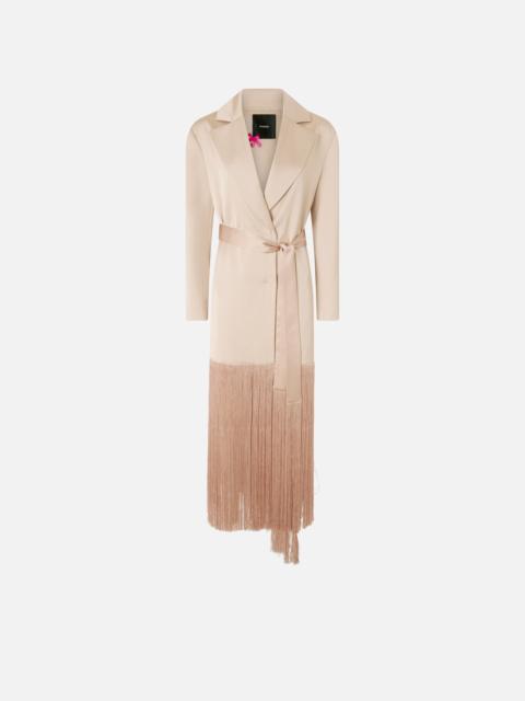 PINKO SATIN TRENCH COAT WITH FRINGING