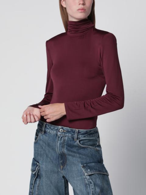 ROTATE Burgundy scarf-detail top
