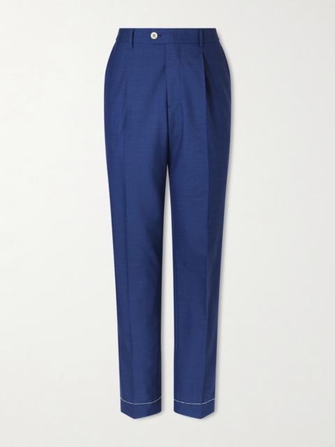 Brunello Cucinelli Straight-Leg Pleated Virgin Wool Suit Trousers