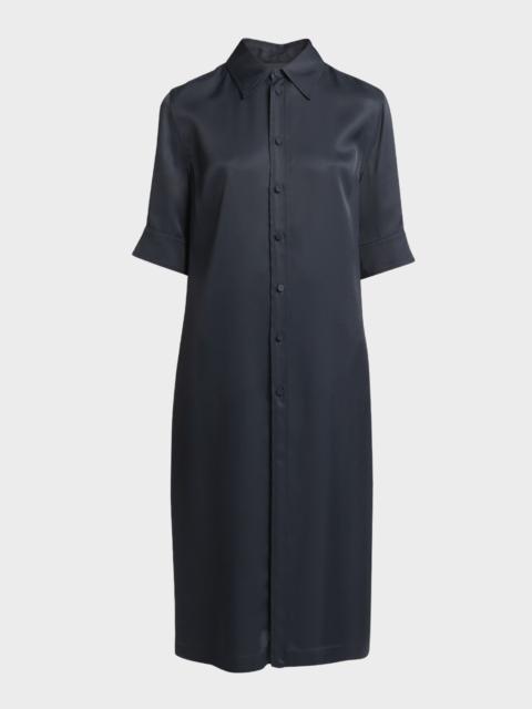 Jil Sander Short-Sleeve Collared Matte Fluid Tunic Shirt
