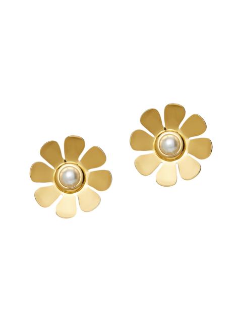 LELE SADOUGHI Women's Daisy 14K Gold-Plated & Faux Pearl Button Earrings - Yellow Gold