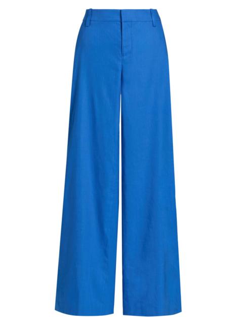 Alice + Olivia Women's Stu Linen-Blend Low-Rise Baggy Pants - Blue Iris
