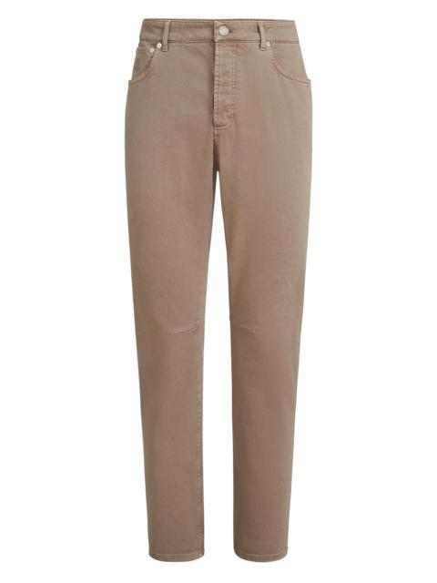 Brunello Cucinelli Men's Garment Dyed Five Pocket Jeans in Comfort Denim - Light Brown