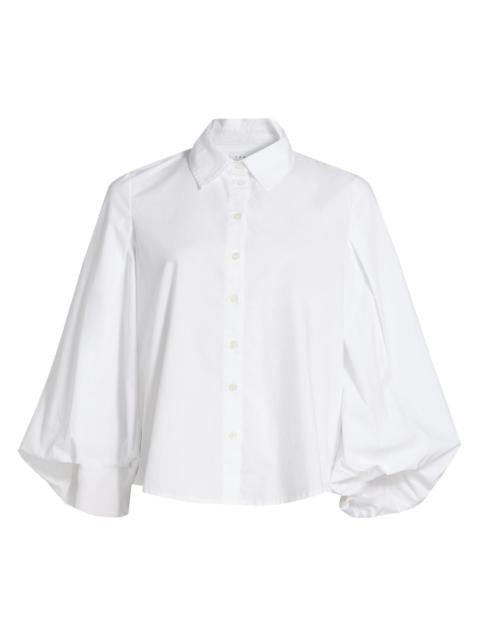 TANYA TAYLOR Women's Marina Blouson Button-Up Poplin Top - Optic White
