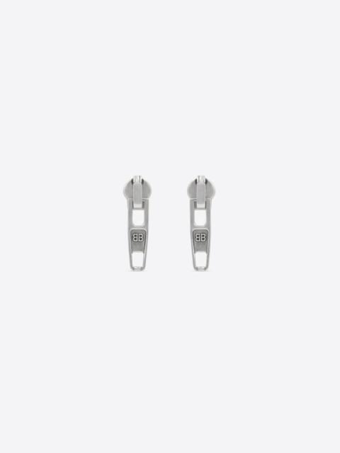 BALENCIAGA Zip Earrings in Silver