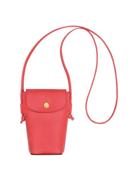 Longchamp Épure Phone case with leather lace Strawberry - Leather