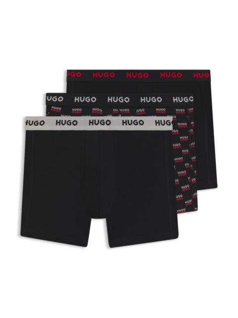 HUGO THREE-PACK OF BOXER BRIEFS IN STRETCH COTTON