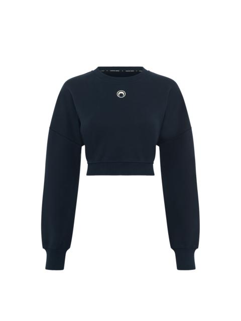 Marine Serre Moon Logo Fleece Cropped Sweatshirt