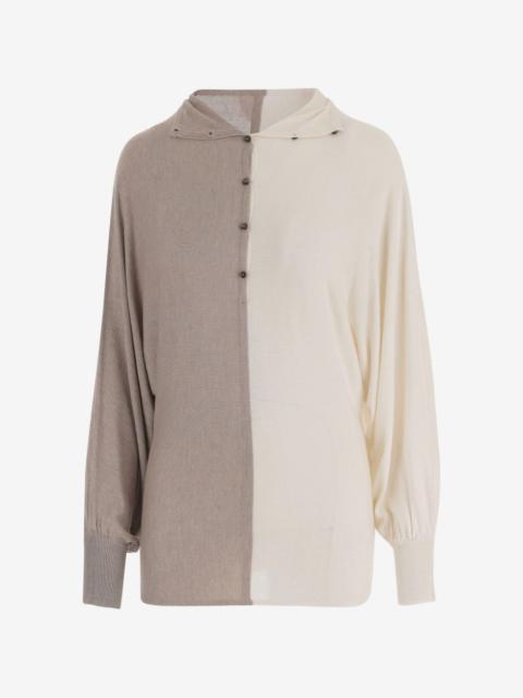 JACQUEMUS two-tone draped top