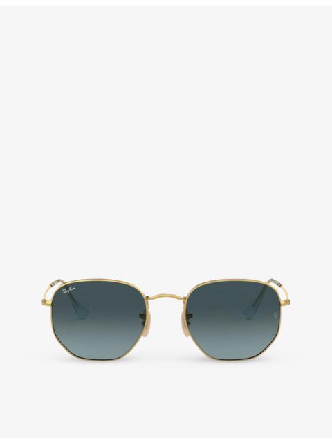 Ray-Ban RB3548N gold-tone metal and glass hexagonal sunglasses