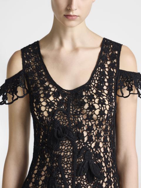 JW Anderson WOMENS SNOWDROP DETAIL CROCHET DRESS IN BLACK
